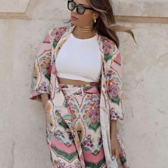 ZARA PRINTED WRAP DRESS - Picture 6 of 7